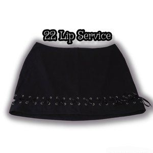 rare vintage lip service corset grommets mini skirt black plus  22